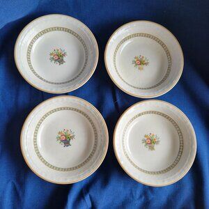 Set Of 4 Carlton Shade The Bristol 5.5" Dessert Bowls With Floral Design & Gold